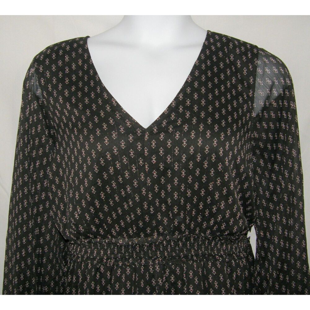 NWT Sparkly Black Print Plus Sz 2X Lined Tiered Knee Length Dress Pockets TORRID - Picture 5 of 8